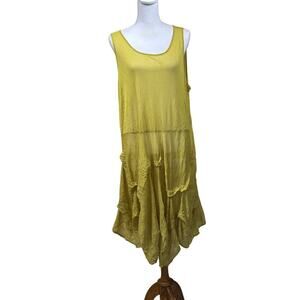 Comfy U.S.A‎ sheer crinkle dress, small, lagenlook, travel, asymmetrical, artsy